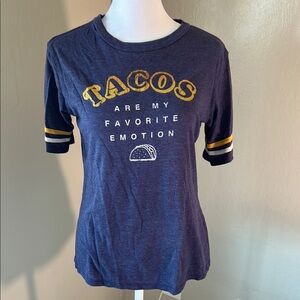 Navy Blue Graphic T-Shirt with Yellow Accents